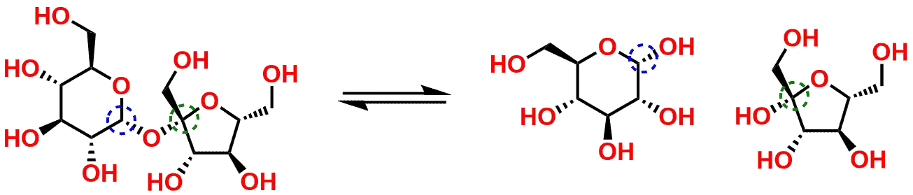 Figure 5: Enzymatic Hydrolysis of Sucrose to Glucose and Fructose.
